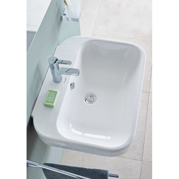 Duravit Happy D.2 White Ceramic UShaped Wall Mount Bathroom Sink with